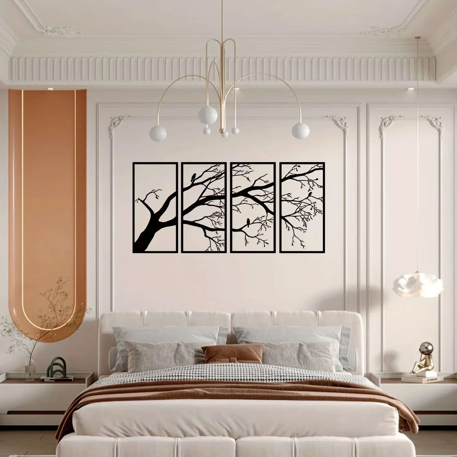 Luxury Metal Wall Art Decor Set Of 4 - Black Tree Of Life Sculpture view 6