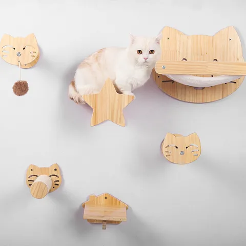 Pine Solid Wood DIY Cat Climbing Frame Cat Wall