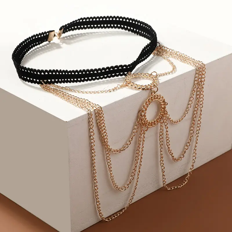 Shell Pearl Heart Crystal Zircon Donut Leg Chain Ladies