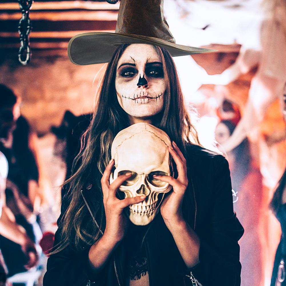 Chapeau de sorcière en cuir noir ou marron 4