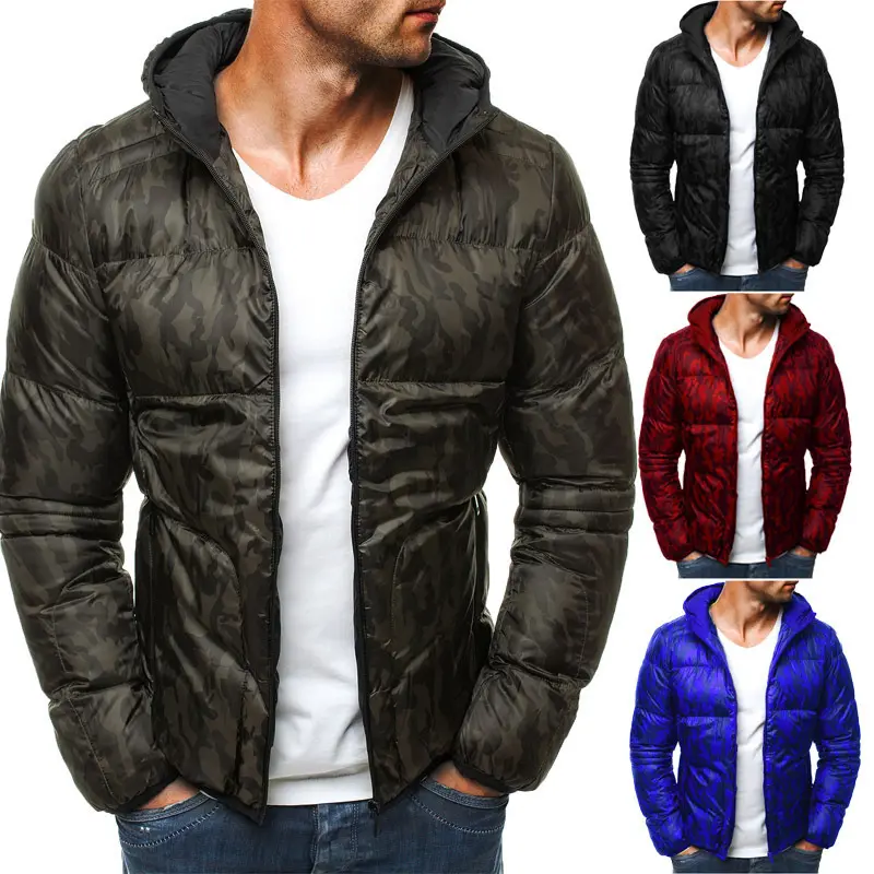 New Men's Short Camouflage Hooded Long Sleeve