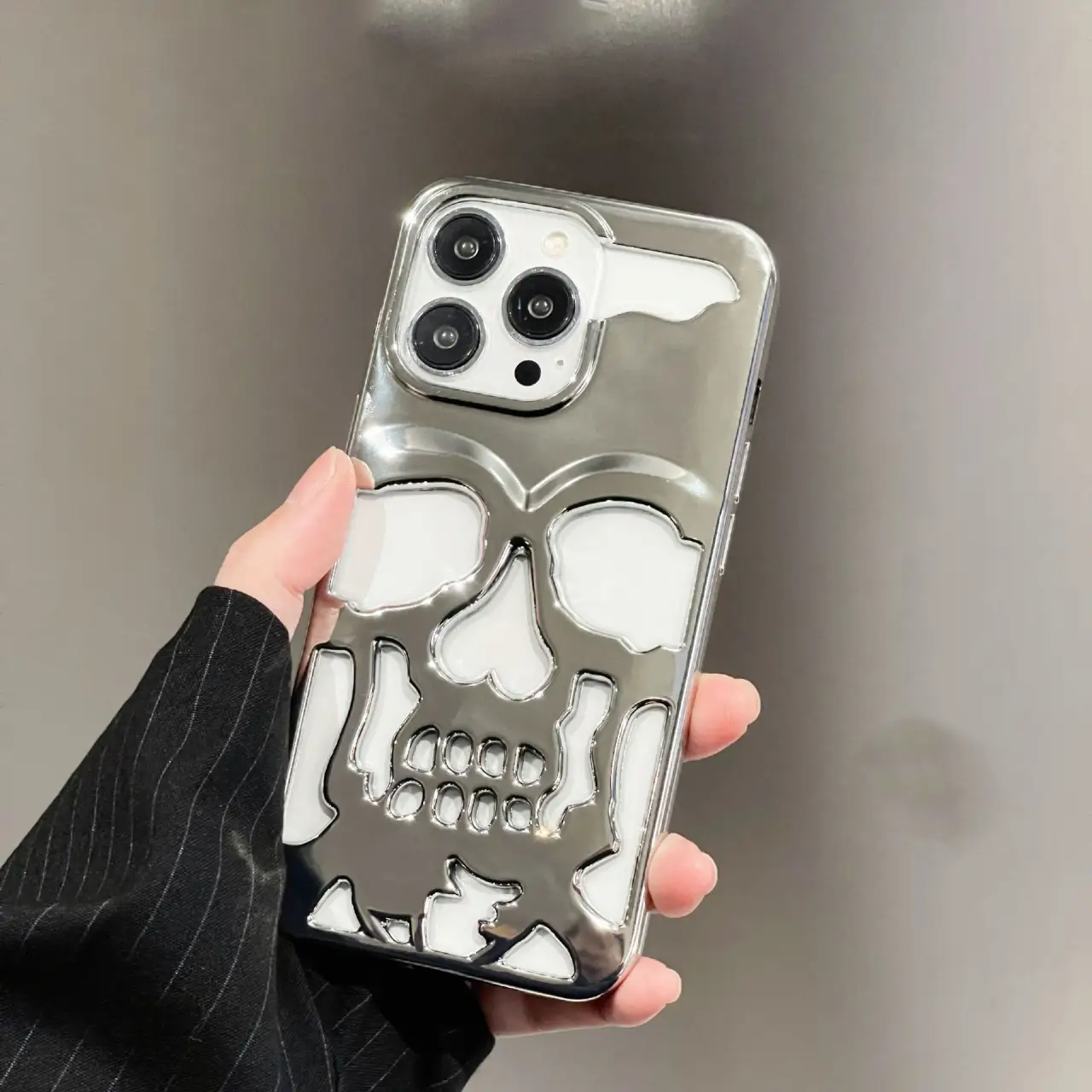 Luxury Plating 3D Skull Phone Case for I-Phone 14 Pro Max 13 12 11 Plus