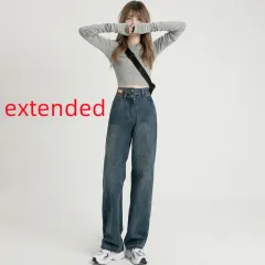 Retro Women's New Straight High Waist Wide Leg Jeans - Retro Blue Extended - View 1