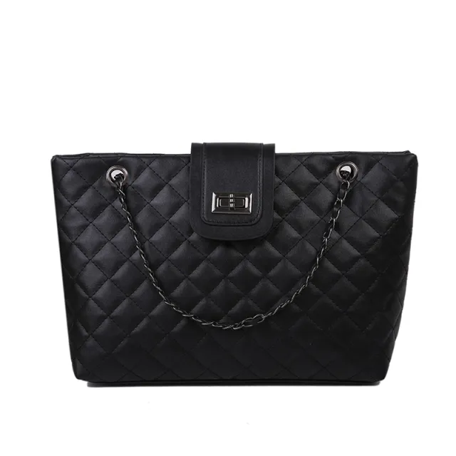 Fashion Lingge Embroidery Thread Chain Bag Black - Shop at LoveMi