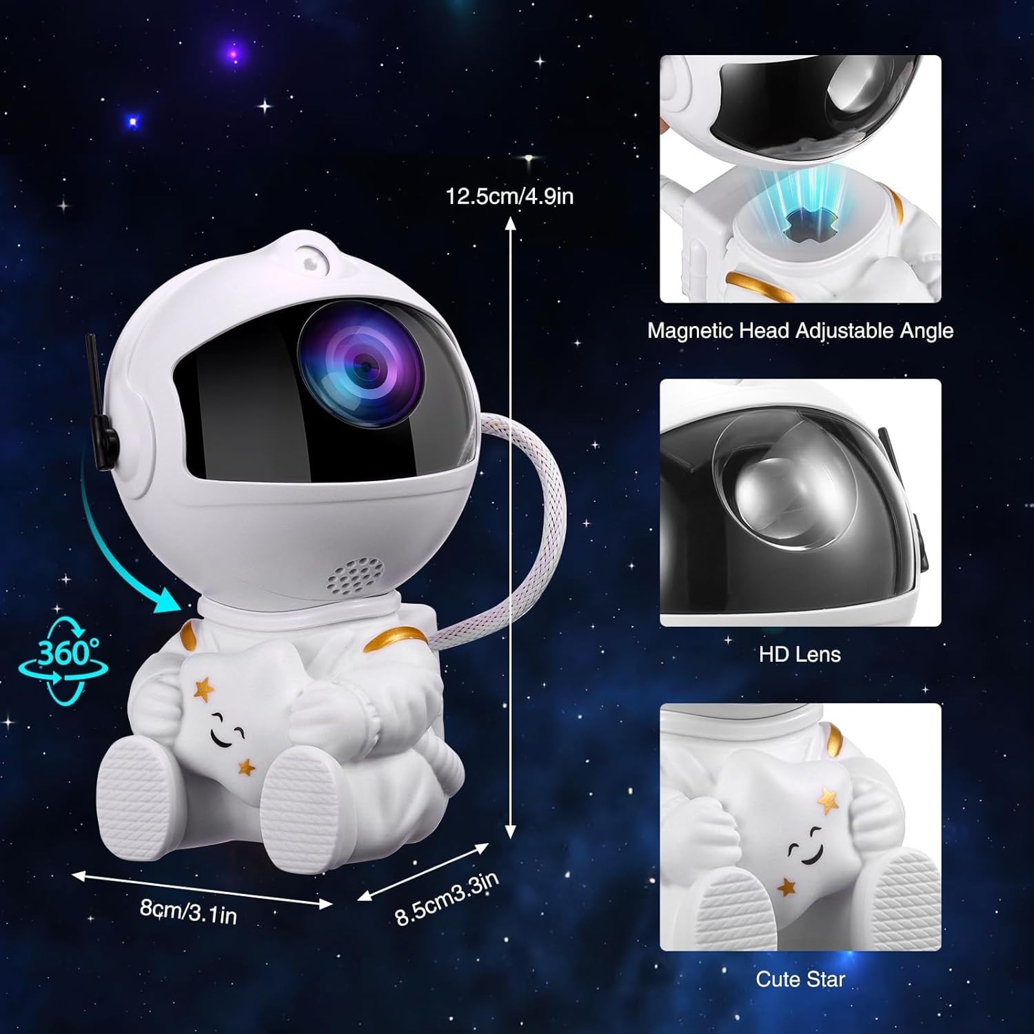 Astronaut Galaxy Projector, 360 Adjustable Star Starry Night Light With Timer — image 10
