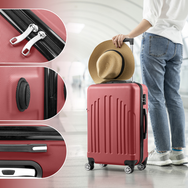 Curved Vertical Stripe 4-in-1 Trolley Case 16in 20in 24in 28in ABS Aluminum Alloy Tie Rod — foto 3