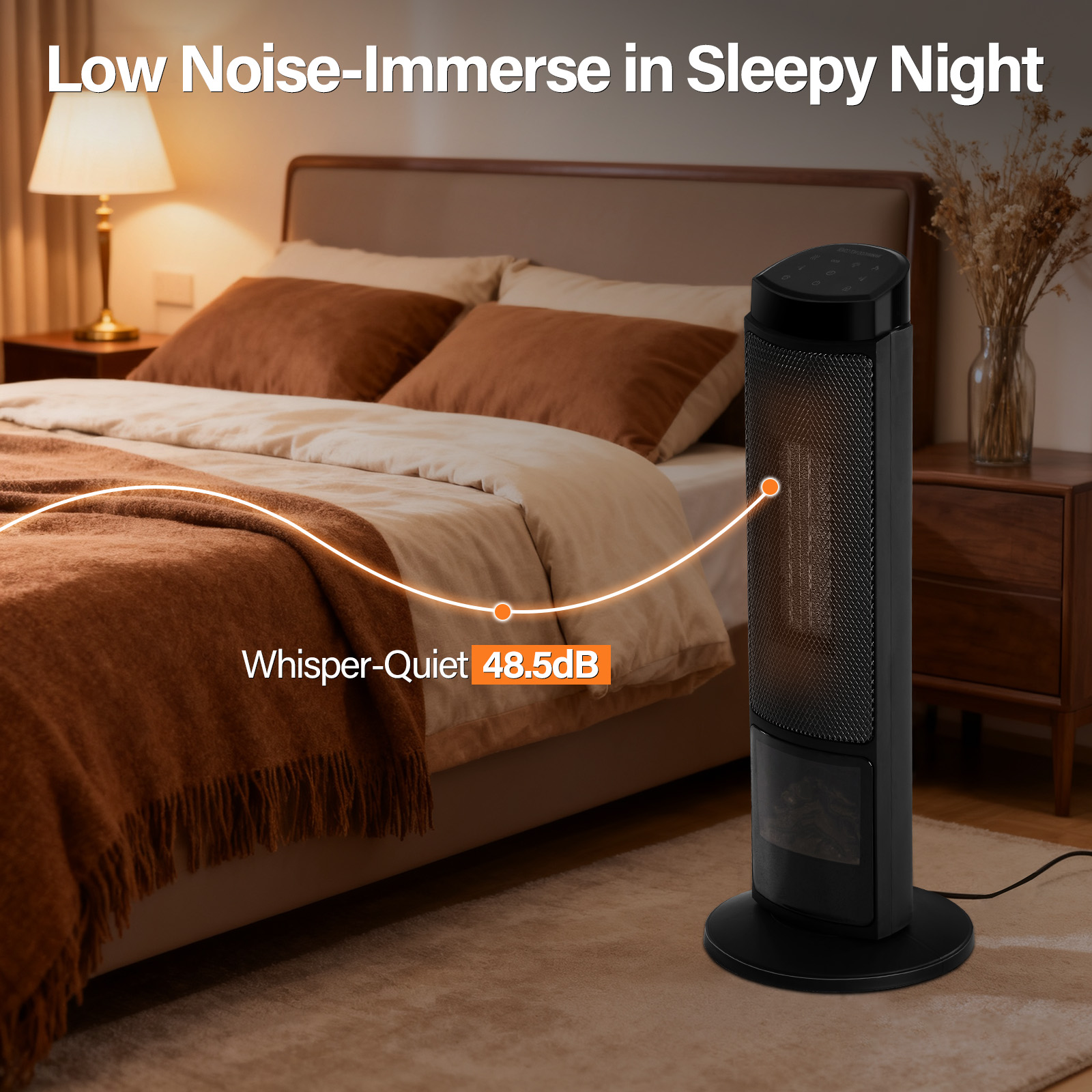 23inch Space Heaters For Indoor Use, Portable Heater With 7 Light Colors image 2