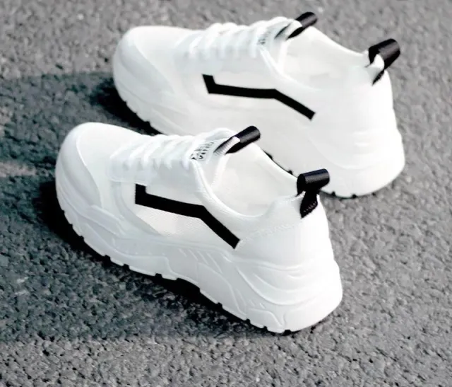 Small White Shoes Mesh Breathable Sneakers Black - Shop at LoveMi