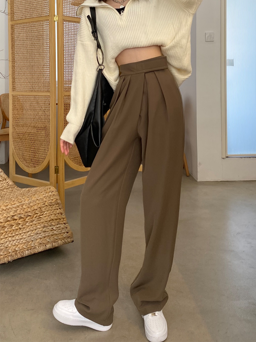 Title 3, Gray-brown Wide-leg Pants Women