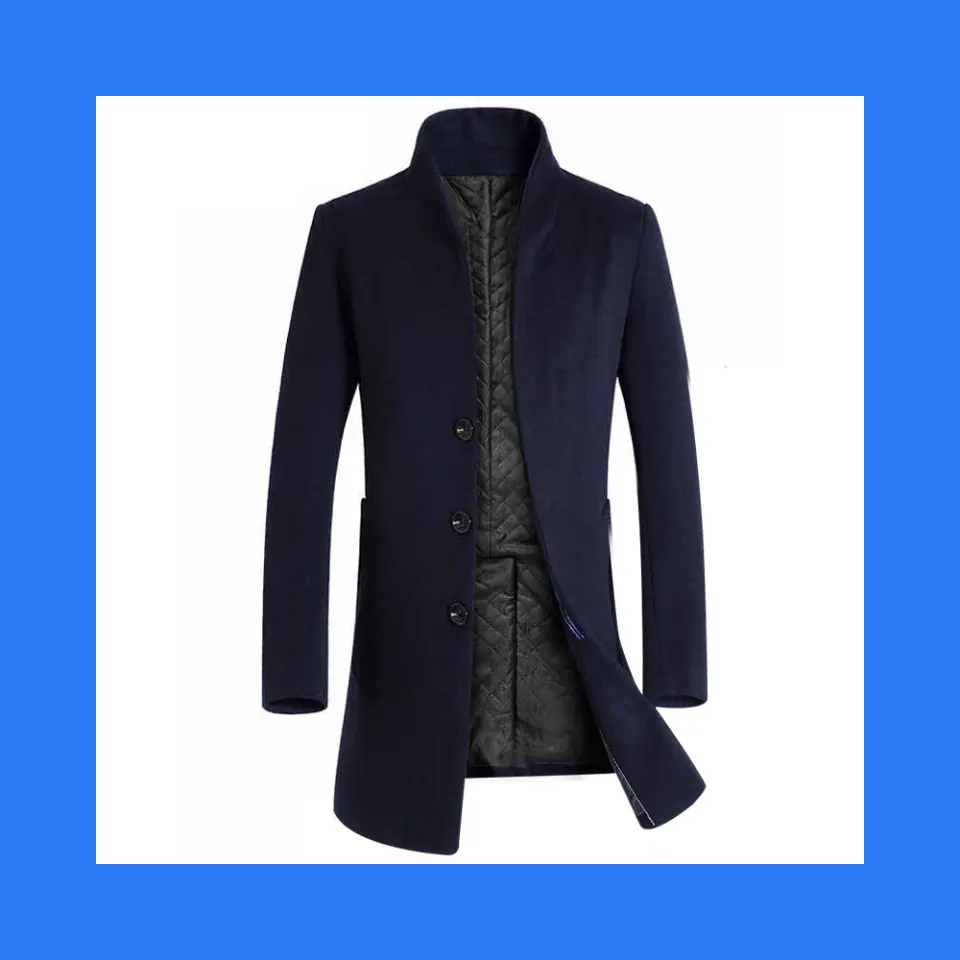 Men's Mid-length Slim Coat Woolen Trench Jacket