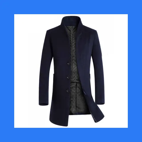 Men's Mid-length Slim Coat Woolen Trench Jacket
