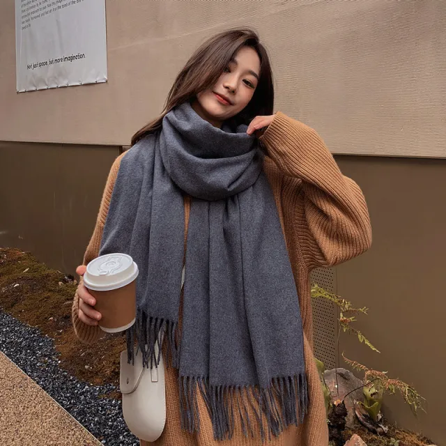 Men's Fashion Solid Color Scarf Shawl Dark Grey - Shop at LoveMi