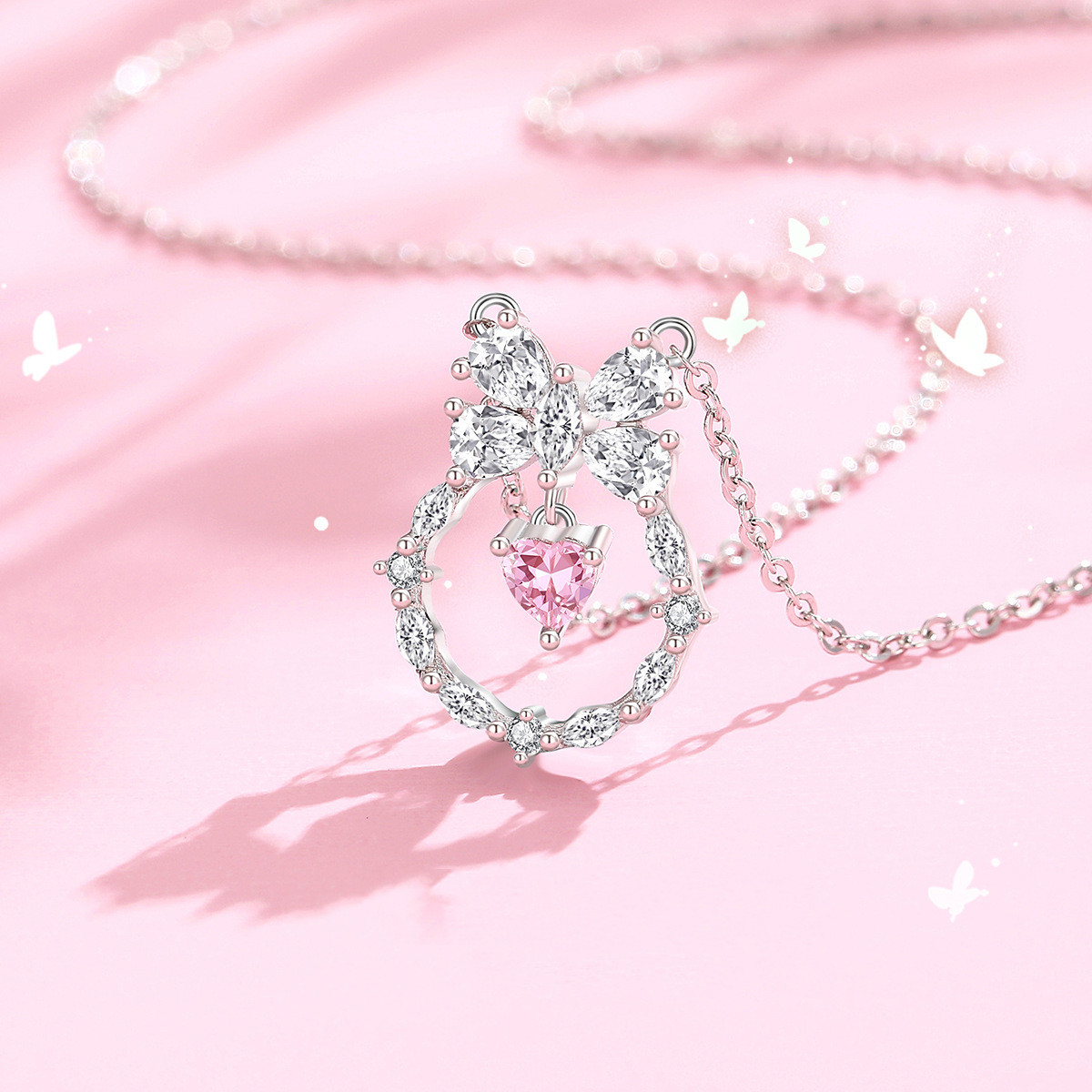 Women's Fashionable All-match Sterling Silver Zircon Pendant Necklace