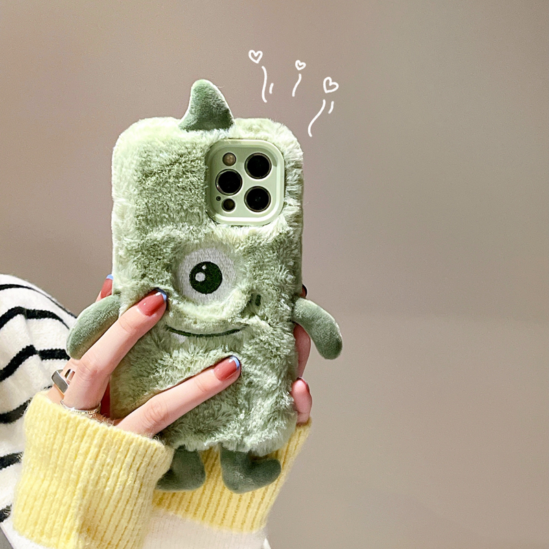 Plush Green Three-dimensional Hands And Feet Monocular Phone Case - Image 2