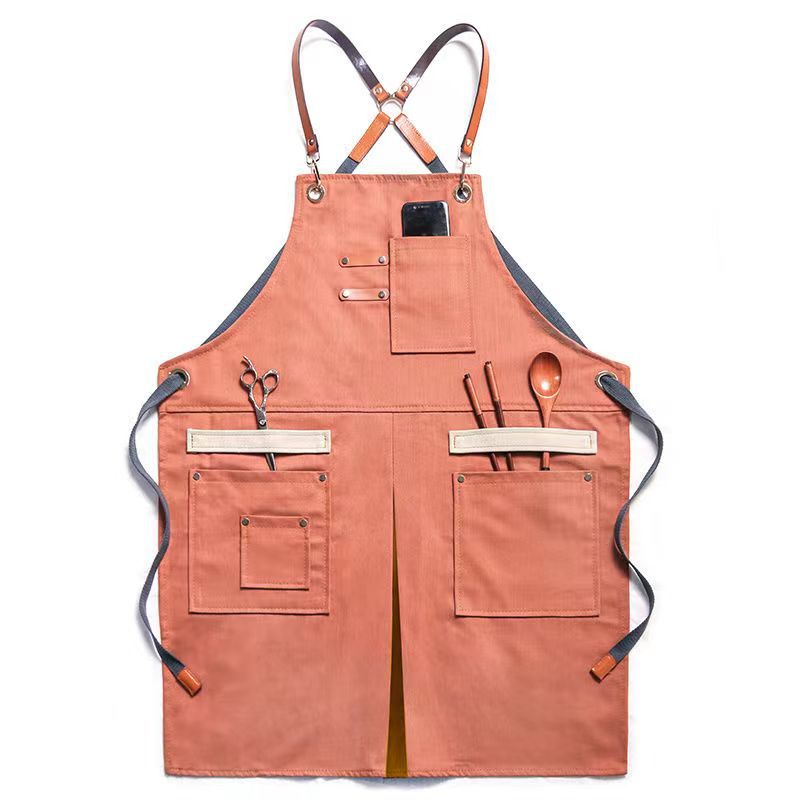 Title 4, Multi-pocket Canvas Jean Apron Barber Milk Tea ...