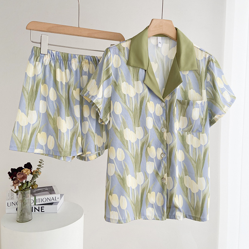 Women's Fashion Casual Short-sleeved Shorts Home Wear Set