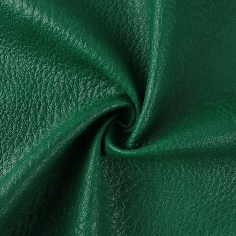 Lychee Pattern Knitted Bottom Leather Fabric Half PU Artificial Leather