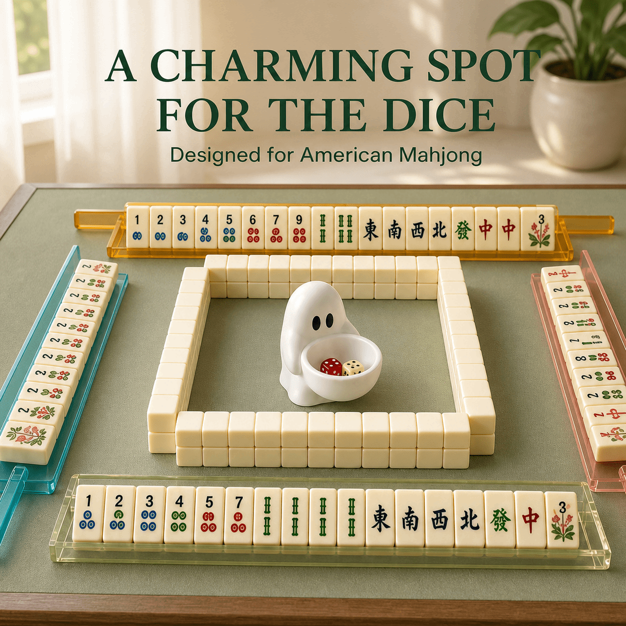 Ghost Mahjong Dice Holder, 3D Printed Ghost Dice Tray For American Mahjong Game Night, Cute Tabletop Game Accessory, Decorative Dice Bowl