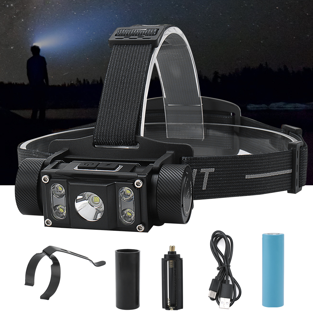 BORUiT LED Headlamp Head Torch USB Rechargeable Headlight