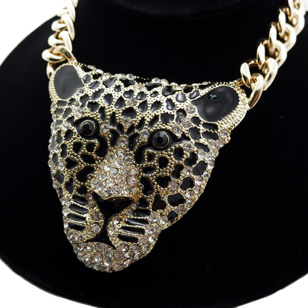 Sweater Accessories Sweater Chain Leopard Head Long Knitted Necklace