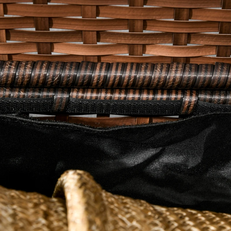 Outdoor Deck Box & Shoe Storage, PE Rattan Wicker Towel Rack With Liner For Indoor, Outdoor, Patio Furniture Cushions, Pool, Garden Tools, Brown