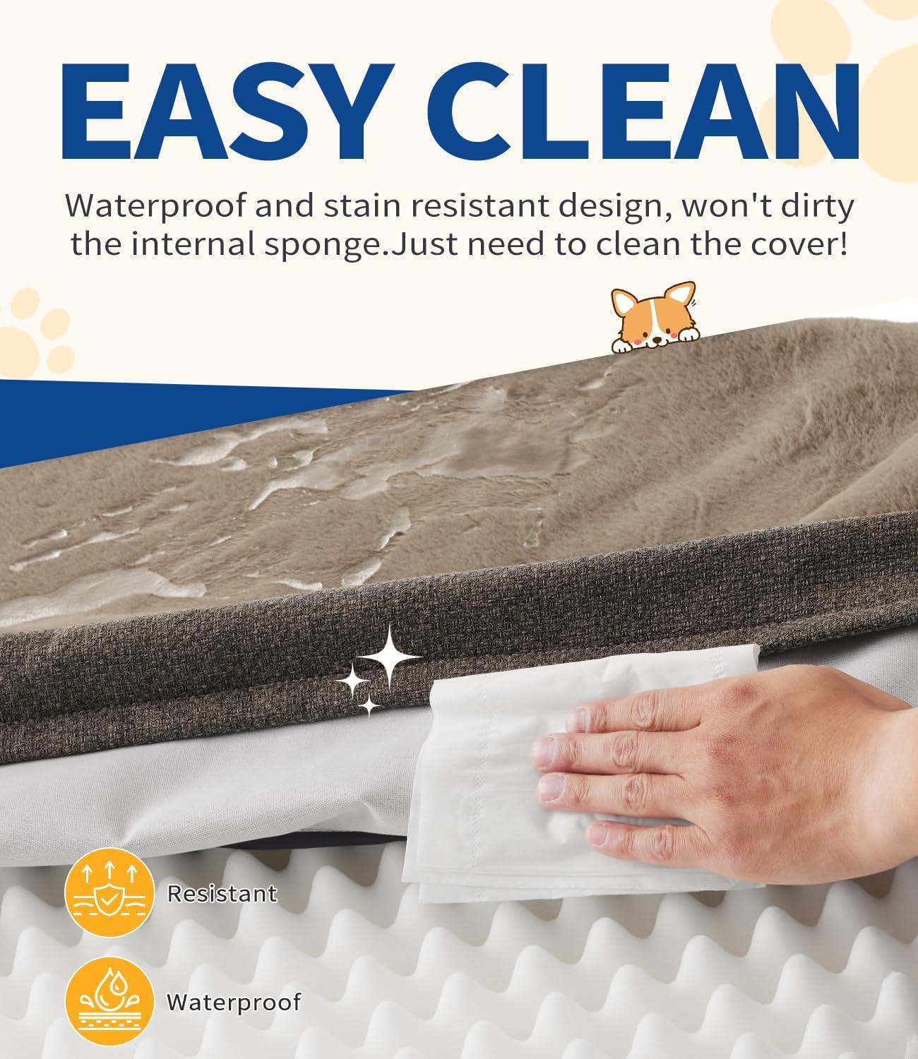 Large Dog Orthopedic Dog Sofa Supportive Foam Pet Mattress Washable And Removable Cover Egg Cell Foam Waterproof Lining Multiple Colors And Sizes Available