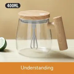 400ML Self Stirring Coffee Mug Electric Mixing Glass Coffee CupHigh Speed Fast Automatic Coffee Cup For Gyms Dining Room Kitchen Gadgets - Clear - View 1