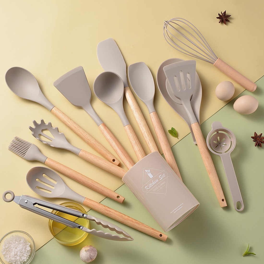 14-Piece Silicone Kitchen Utensils Set Non-stick Cooking Spoon And Baking Tools — image 11