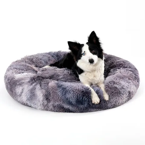 Fluffy Donut Dog Bed Warm Soft Long Plush Pet