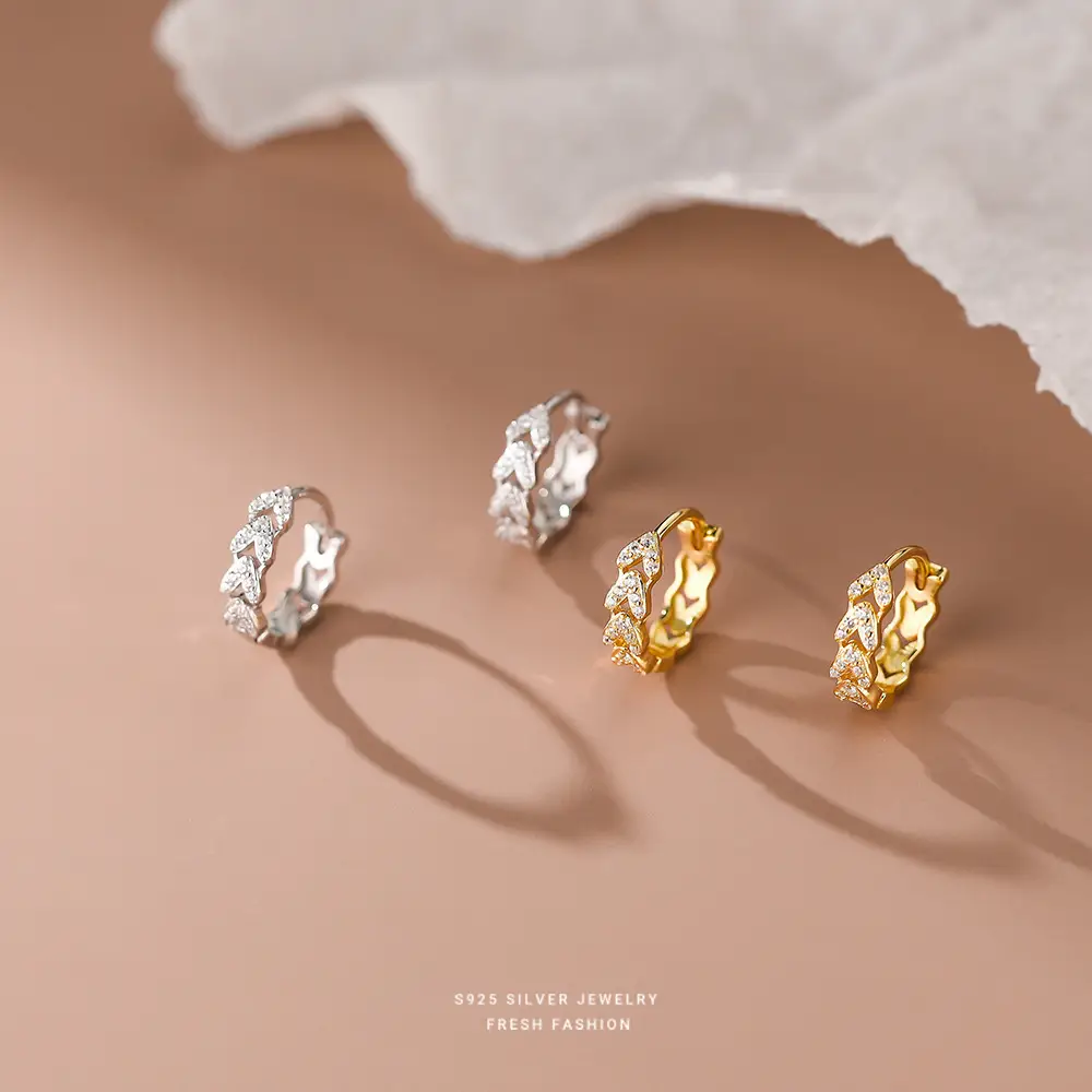 Silver Diamond Fried Dough Twist Earrings Female
