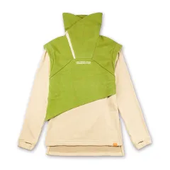 Punk Fake Two-piece Plush And Thick High Neck Loose Top - Green - View 1