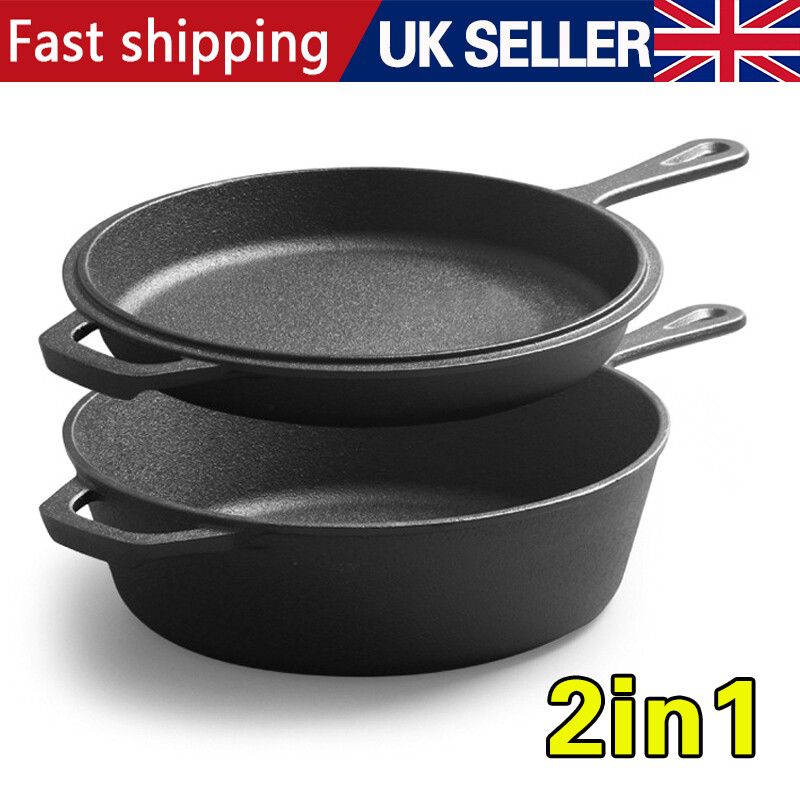 Cast Iron Casserole Dish Pot Pan Cook Camping Stew Dutch Oven StockpotSkillet — image 9