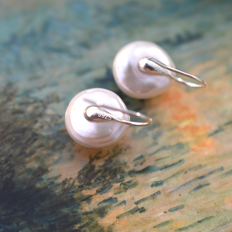 Baroque Button Bead Earrings 925 Silver