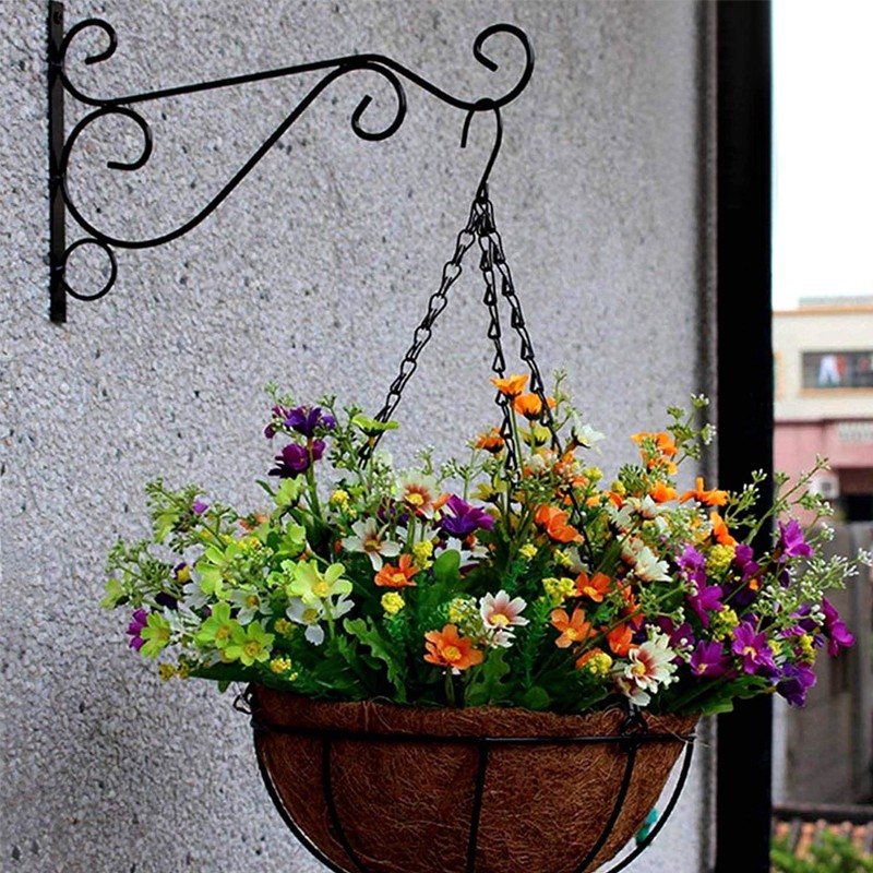 4X Heavy Duty Garden Metal Hanging Basket Brackets Plant Hanger Hook Wall Decor — image 2