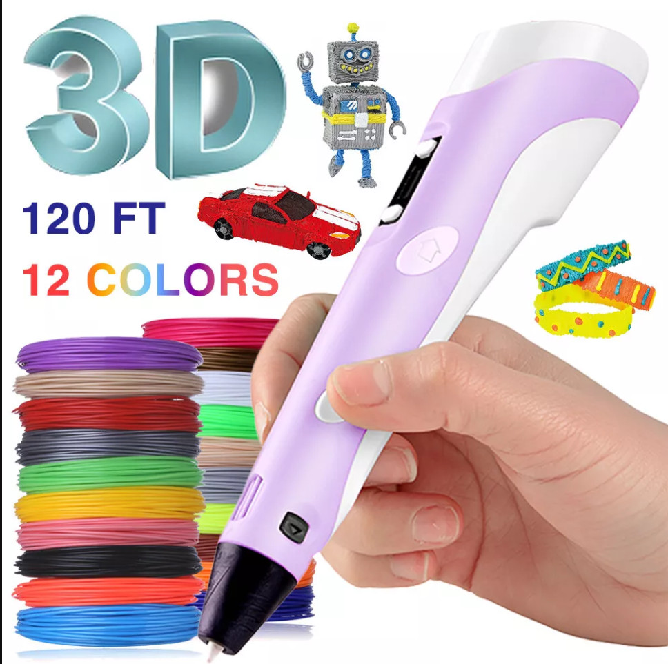 3D Printing Pen Set Doodle PLA Filament Printer Drawing 12 Colours Kids Gift UK