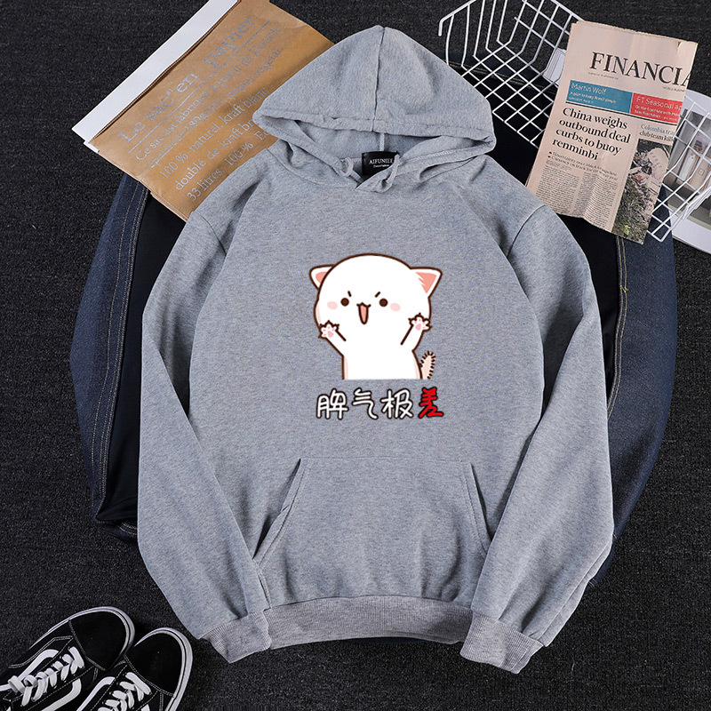 Title 10, Couple Korean Loose Printed Letters Hooded Pull...