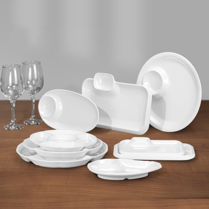 Title 9, White Tableware Melamine Bar KTV Sub-pack Plate