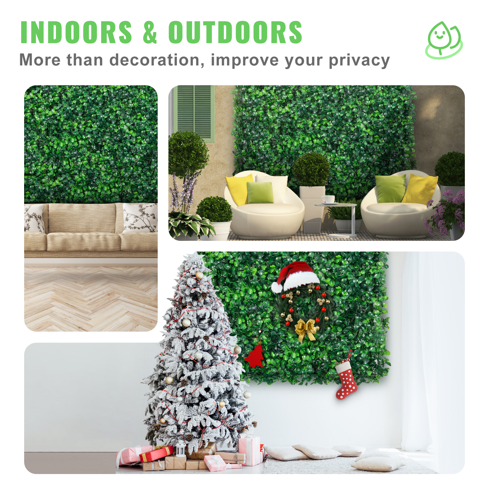 VEVOR 12PCS 20x20inch Artificial Boxwood Panels,Boxwood Hedge Wall Panels,Artificial Grass Backdrop Wall… image 2