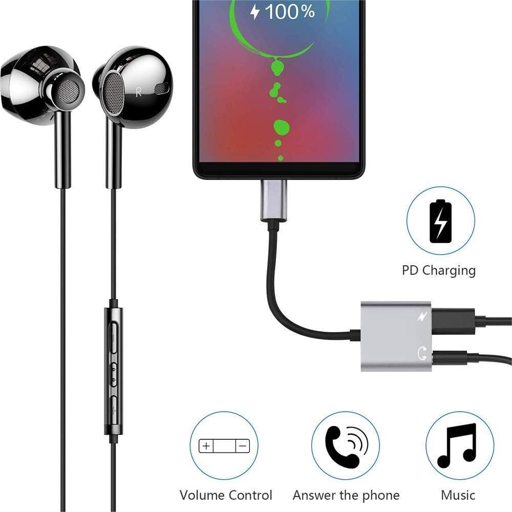 USB C Headphones Adapter with Fast Charging, 2-in-1 USB C to 3.5mm Headphones Adapter, PD Fast Charging, Hi-Res Sound, Compatible with iPad Pro Galaxy Note20/S20/Note10/Google Pixel 4/4 XL/3/3 XL and More. Wide Compatibility: This USB c headphone adapter 