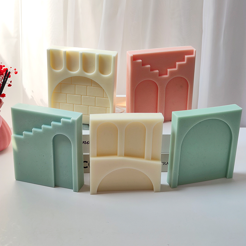 Geometric Flat Arch Stairs Candle Silicone Mold