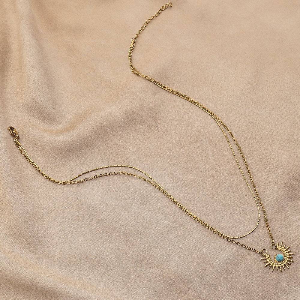 European And American Style Sun Blue Orb Pendant Popular Pendant Necklace