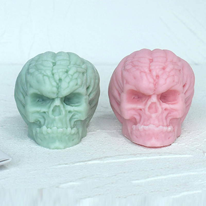 Brain skull candle silicone mold (skull mold-edible silicon)