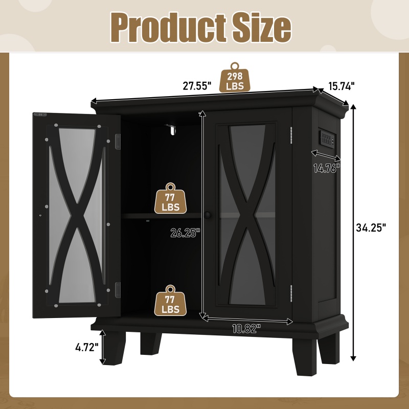 20-gallon Aquarium Rack With 4 AC Outlets And 2 USB Outlets, Farmhouse-style Decorative Aquarium Rack Furniture With Adjustable Shelves 10-20 Gallon Reptile And Turtle Rack With Cabinet Stora