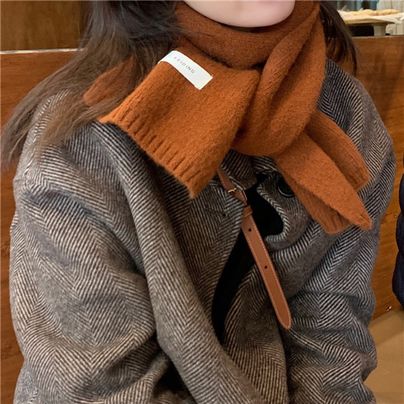Women's Fashion Solid Color Versatile Fashion Student Knitted Scarf