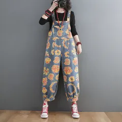Korean Style Loose Plus Size Denim Overalls - View 1