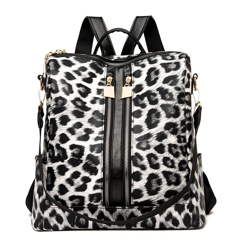 Backpack Korean Version Student Backpack Slanted Shoulder Messenger - Leopard