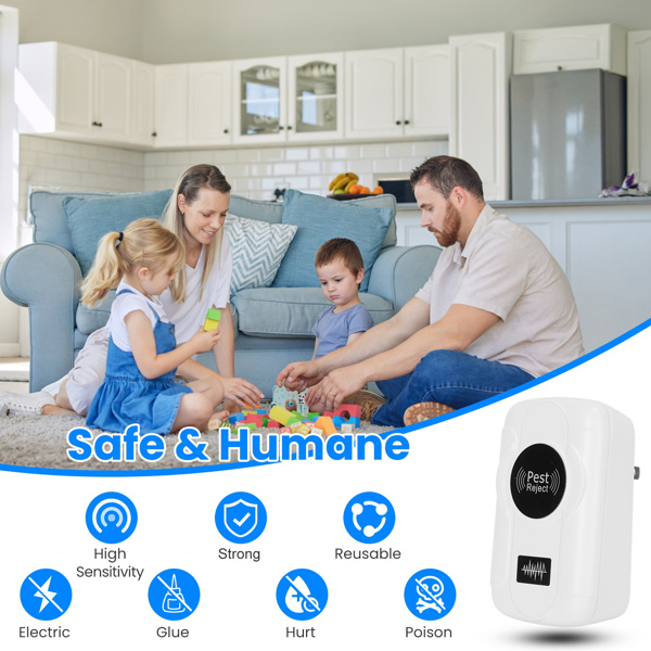 6-Pack Ultrasonic Insect Repellent - Dual Sound-Wave Tech, 3-Mode Switch, 32 - 120kHz Frequencies, Ideal for Full Home Coverage, Safe for Home with Kids - Plug-in Indoor Bug & Rodent Repeller-13