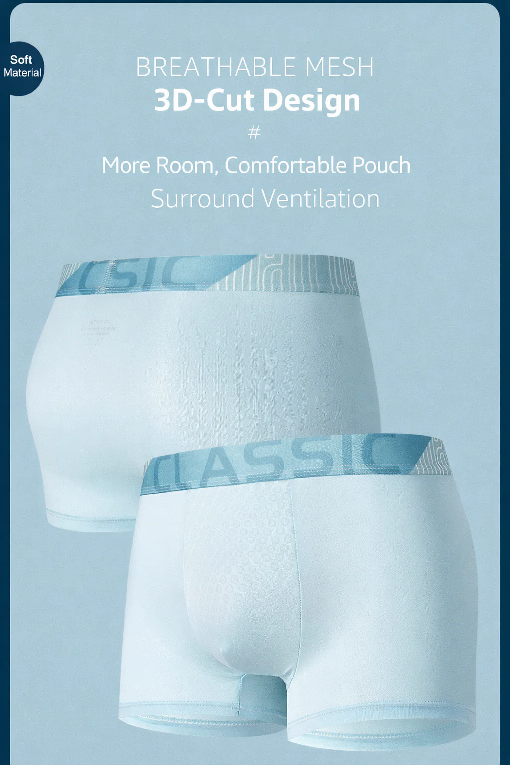Men's Ice Silk Boxer Briefs Breathable, Moisture-Managing, Ultra-Soft Comfort Underwear For Summer