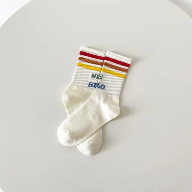Japanese Creative Graffiti Colorful Mid Tube Socks Colored Three Bars - Shop at LoveMi