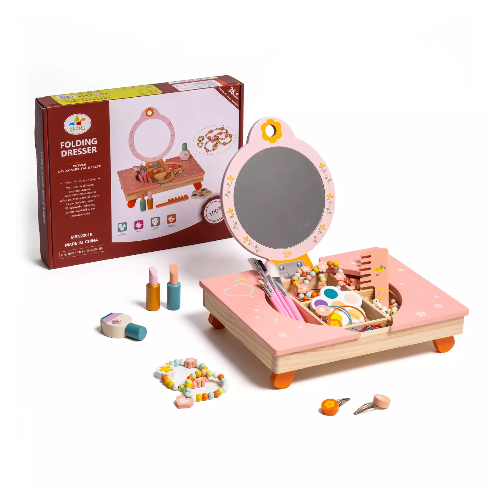 Wooden Cosmetic Makeup Preschool Set - Pretend Play. Baby Pretend Play Preschool Toys for 3+ Year Old Kids, Girls & Boys, toy Furniture, Baby products, Baby toys Brand Name: Robud Material: Wood Size: 11.6 x 9.25 x 10.6 inch.